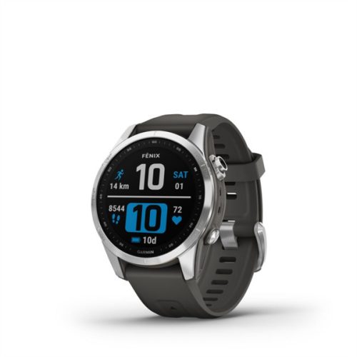 Garmin fenix 7S srebrno grafitna z silikonskim trakom pametna ura