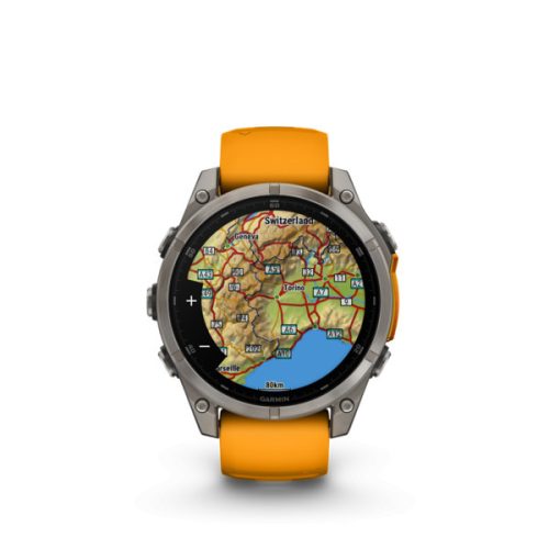 Garmin fenix 8 47mm AMOLED safir, titan, oranžna/grafit z silikonskim trakom (ED XD)