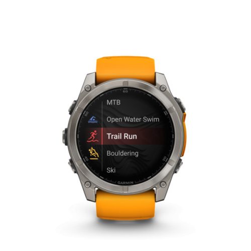 Garmin fenix 8 51mm AMOLED safir, titan, oranžno/grafitno s silikonskim trakom (ED XD)