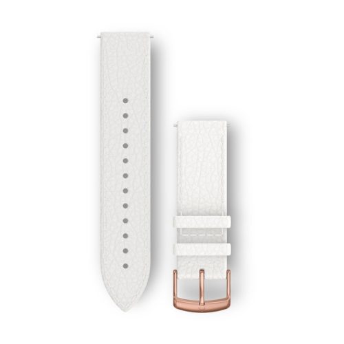 Pas ura Garmin 20 mm belo usnje, zaponka z rožnato zlato zatičem (Quick Release) za uro Vivomove HR