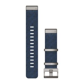   Pašček za uro Garmin 22 mm indigomodre barve iz najlona, srebrna zaponka (žakardno tkanje) (QuickFit) za MARQ pametno uro