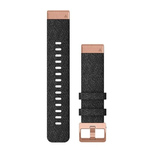 Pašček za uro Garmin 20 mm najlon črna najlon, rožnato zlata zaponka z zatičem (QuickFit) za uro Fenix 6S