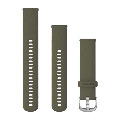 Pas ura Garmin 20 mm mahovinsko zelena silikon, srebrna zaponka z zatičem (Quick Release) za Vivomove 3 Watch