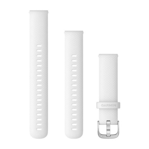 Pašček za uro Garmin 18 mm bel silikon, srebrna zaponka z zatičem (Quick Release) za Venu 2S 110-195 mm
