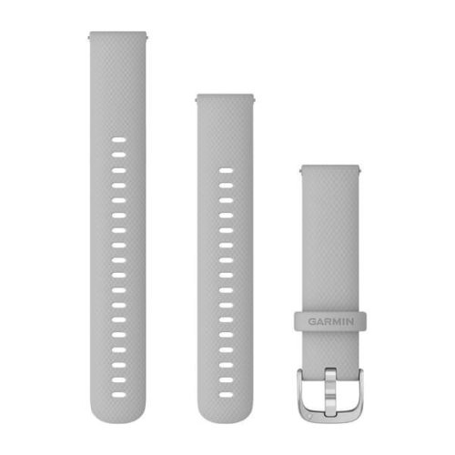 Pas ura Garmin 18 mm svetlo siva silikon, srebrna zaponka z jezičkom (Quick Release) za Venu 2S 110-195 mm