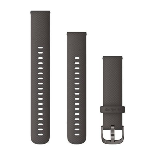 Pas ura Garmin 18 mm temno siva silikon, siva zaponka z jezičkom (Quick Release) za Venu 2S 110-195 mm