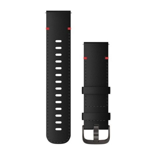 Pas ura Garmin 22 mm črno usnje, siva zaponka (Hitro sproščanje) za Vívoactive 4 130-200 mm