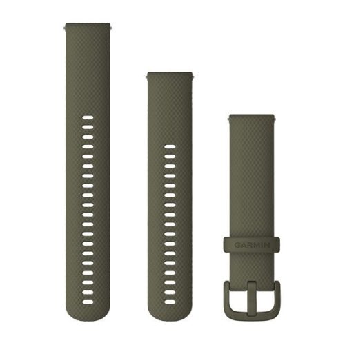 Pas ura Garmin 20 mm iz mahovinsko zelene silikona, mahovinsko zelena zaponka (Quick Release) za pametno uro