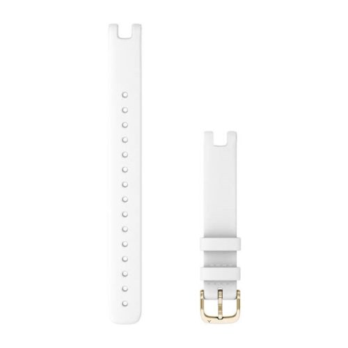 Pas ura Garmin Lily 14 mm belo italijansko usnje (velik), kremasto zlata zaponka za Lily (120-195mm)