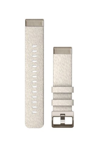 Pas za uro Garmin 20 mm kremno bež najlon z zlatim zaponko z zatičem (QuickFit) za pametno uro