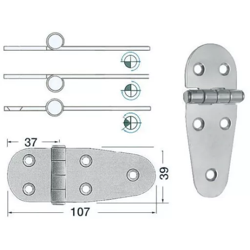 Zsanér inox 107x40 mm EVA