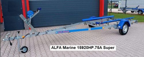 Prikolica za prevoz čolnov Alfa Super 750 kg brez zavor, vzmetenje s blazinami do 5,5 m