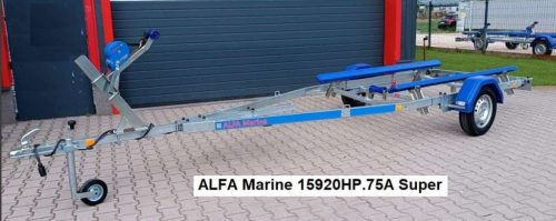 Prikolica za prevoz čolnov Alfa Super 750 kg brez zavor, blazine do 6,8 m