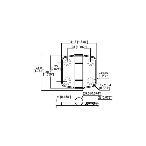 Zsanér fedett inox 41,8 x 39,6 mm EVA