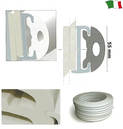 Gumijasta profilna tirnica 55 mm bela 4 m