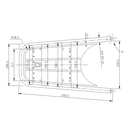 Platforma leseno-nerjaveče jeklo 650 mm