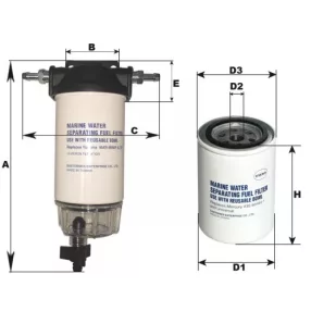   Filter goriva z ločevalcem vode, aluminijasta glava, odtok Yamaha do 200 KM