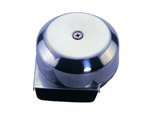 Električni rog, majhen, okrogel, iz nerjavečega jekla