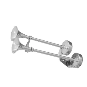   Električni rog iz nerjavečega jekla, dvojni, dvodelni, raven,