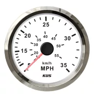 Števec hitrosti KUS 35 MPH iz nerjavečega jekla, bel
