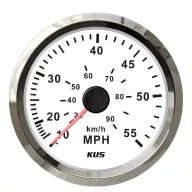 Števec hitrosti KUS 55 MPH iz nerjavečega jekla, bel