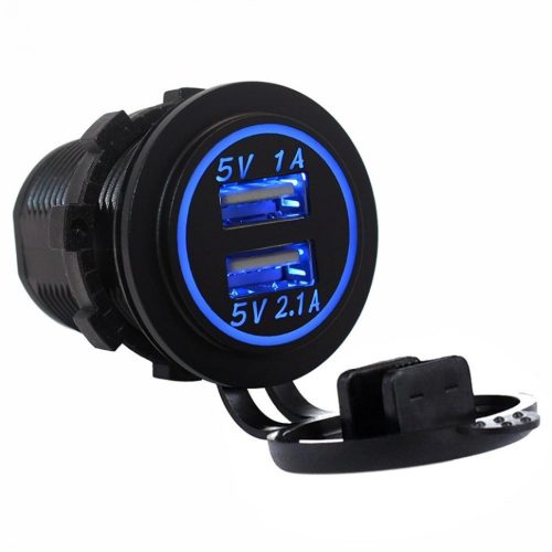 USB polnilec LED modra 12/24V - 4,2 A