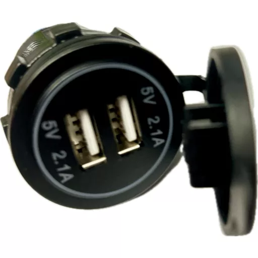 USB polnilec LED modra 12/24V - 4,2 A