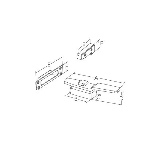 Zár inox nyomógombos süllyesztett 166 x 73 mm EVA