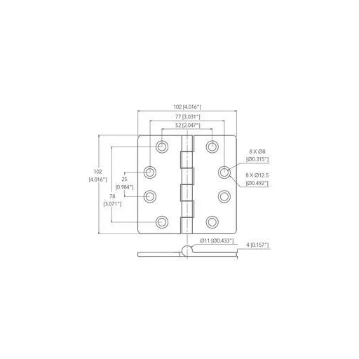 Zsanér inox öntött 102 x 102 mm EVA