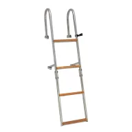   Lestev za čoln z 4 stopnicami, kovinsko-teakov ročaj, 110 cm