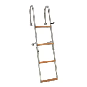   Lestev za čoln z 4 stopnicami, kovinsko-teakov ročaj, 110 cm