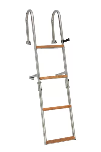 Lestev za čoln z 4 stopnicami, kovinsko-teakov ročaj, 110 cm