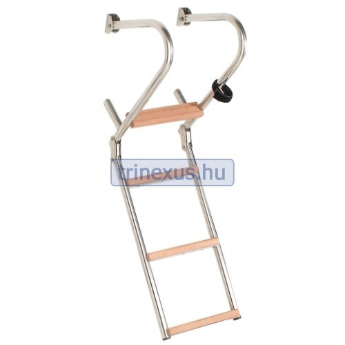 Stopnišče za čoln z 3-stopinjsko kovinsko ograjo in tikovim lesom, 78 x 26 cm,