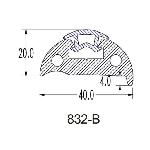 Gumijasti profil 40x20 mm črn