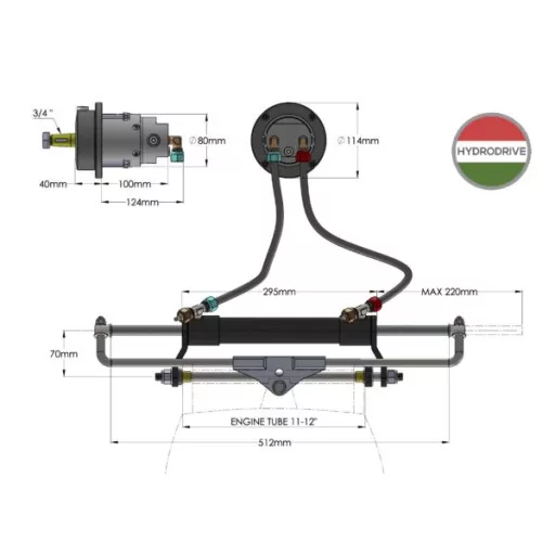 Hidravlični volan do 175 KM Hydrodrive MF175W-WTS