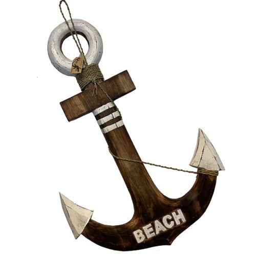 Leseni sidrni klin z napisom plaža 60 cm 
