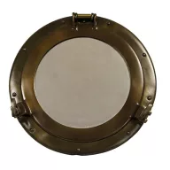 Starinsko bakreno okno za čoln s ogledalom 50 cm 