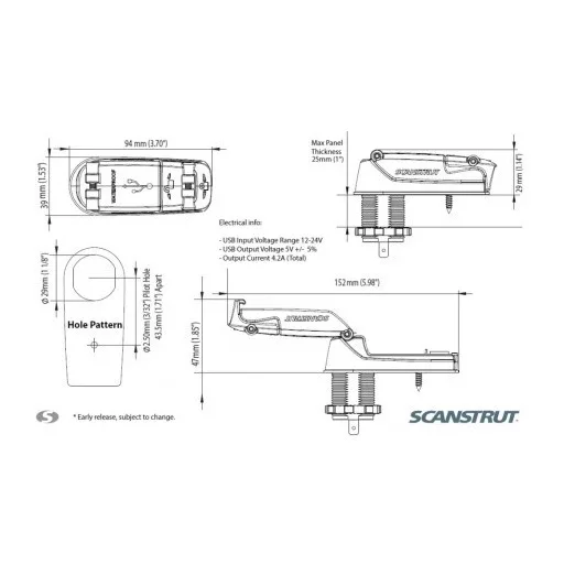 Scanstrut Rokk USB vtičnica IPx6 Barva črna