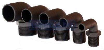 Črni TD cevni priključek 90° 19mm 3/4"
